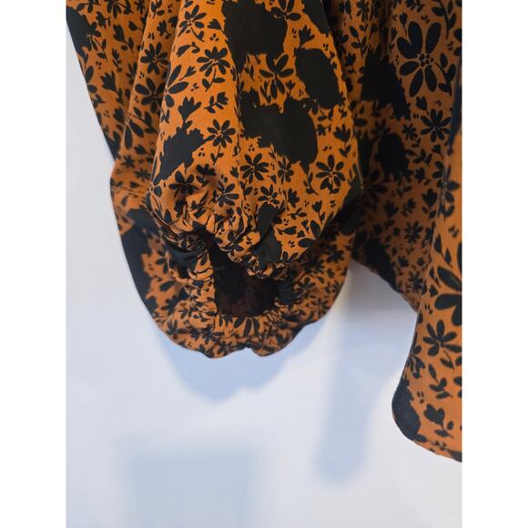 Top Shop Beautiful Orange and Black Blouse Size 8 Preloved - Picture 3 of 8